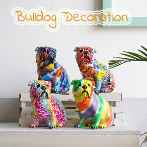 Statue de bouledogue français graffiti résine <span class=keywords><strong>figurine</strong></span> de chien colorée Chihuahua Pet Do pour la maison salon chambre bureau décor - Product Image 3