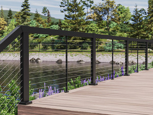 Rampe d'escalier intérieure Prima avec main courante en <span class=keywords><strong>bois</strong></span> massif, <span class=keywords><strong>kit</strong></span> de <span class=keywords><strong>balustrade</strong></span> en fil d'acier inoxydable 316 - Product Image 2