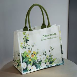 Fashionable Eco-Friendly Letter Pattern Full Printing Recycled 600D RPET Polyester <b>Medium</b> <b>Tote</b> Shopping <b>Bag</b> with Box Packaging - Product Image 1