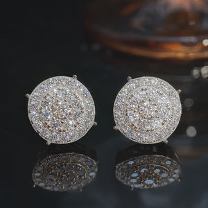 Valentine <b>Earrings</b> Jewelry Women 18K Gold Plated Sparking Zircon Round Classical Stud <b>Earrings</b> <b>for</b> Women and <b>Men</b> - Product Image 6
