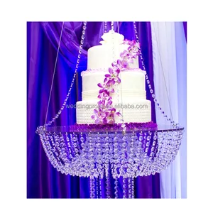 Luxury swing crystal beaded cake stand chandelier centerpieces stand for weddings