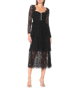 2021 नए आगमन ग्रीष्मकालीन फैशन कपड़े कस्टम महिला सेक्सी लंबी आस्तीन महिला सुरुचिपूर्ण काले रंग की पोशाक मैक्सी लेस शाम की पोशाक - Product Image 6