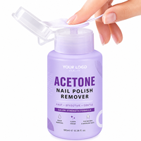 Dissolvant de vernis à ongles à l'acétone en flacon pompe, formule salon, rapide, doux, efficace, pour une élimination rapide et un fini impeccable, pour ongles naturels et artificiels