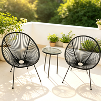 Modernes Ovales Geflochtenes Stuhl-Set Wetterfestes PE-Terrassen-Gesprächsset Outdoor-Balkon Kaffeetisch und Stühle Gartenmöbel