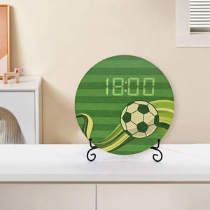 นาฬิกาแขวนผนังทรงกลมลายฟุตบอล พร้อมโลโก้สั่งทำ ของตกแต่งบ้านทันสมัย นาฬิกาไม้ นาฬิกาปลุก LED ดิจิตอลอัจฉริยะ พัดลม โซนฟุตบอล ของขวัญส่งเสริมการขาย - Product Image 3