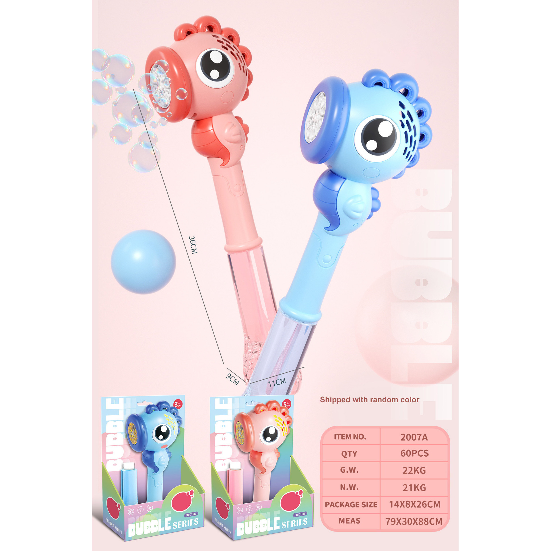 Pink Seahorse Bubble Stick 140ml Water * 1 Display Box