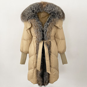 Piumino Lungo da Donna Invernale 2025 <span class=keywords><strong>con</strong></span> <span class=keywords><strong>Cappuccio</strong></span> in Vera <span class=keywords><strong>Pelliccia</strong></span> di Volpe Parka Spesso e Caldo Capospalla di Lusso - Product Image 2