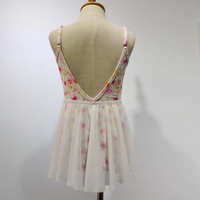 Nouvelles arrivées 2026 : Robe de danse rose à col en V, motif floral estival, pour ballet
