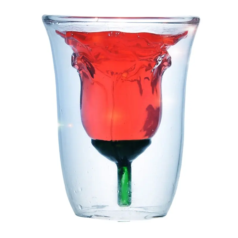 Cool Style High Borosilicate Rose Bloem Speciale Vormige Glazen Beker