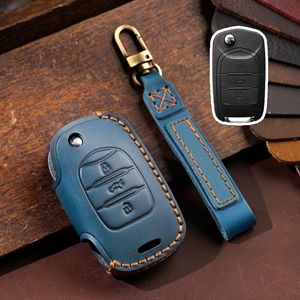 Housse de clé de voiture en <span class=keywords><strong>cuir</strong></span> véritable pour Baojun 510 530 730 Chevrolet Groove Captiva Wuling Almaz <span class=keywords><strong>Cortez</strong></span> MG Hector, étui de protection pour clé - Product Image 2