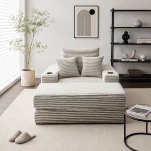 Sofá Cama Esquinero Compacto Moderno, Sillón Reclinable de Espuma Comprimida al Vacío, Sofá de Tela sin Estructura para Sala de Estar en Caja - Product Image 1