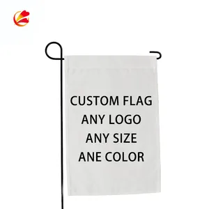 Stampa a sublimazione di alta qualità 30x45cm bandiera da giardino a doppia faccia 12x18 pollici bandiera da giardino bianca con asta