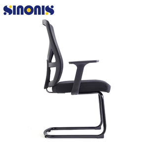 Silla de oficina de tela de malla moderna Sinonis, marco de Metal resistente, sin ruedas, trineo estacionario, garantía de 3 años para invitados de recepción de reuniones - Product Image 3