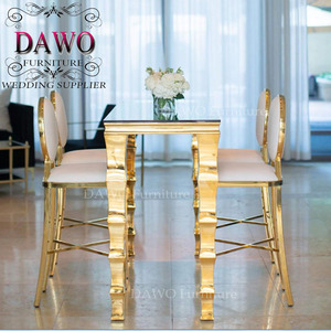 New Coming Glass Top Golden <strong>bar</strong> <strong>Table</strong> <strong>and</strong> <strong>Stools</strong> - Product Image 3