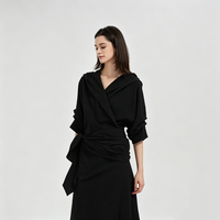 Robe décontractée rétro en mélange de soie couleur personnalisée pour femme, style élégant