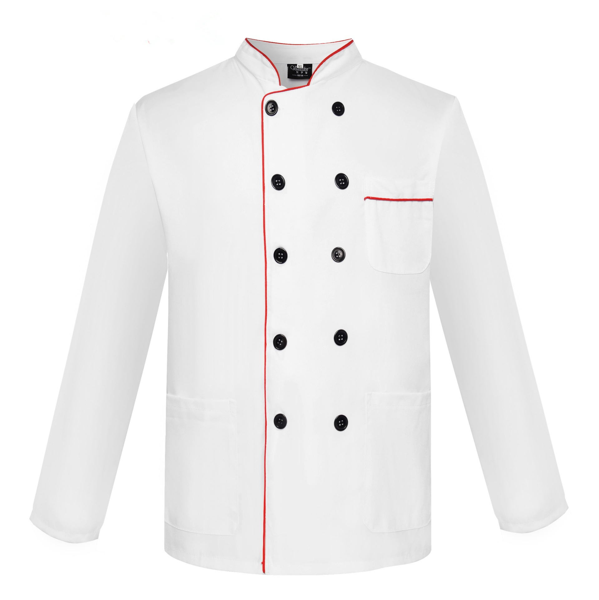 Blanc avec col rouge
