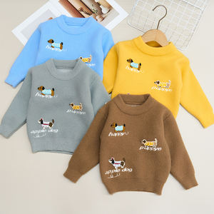 Vente en gros de chandails en tricot pour garçons avec petit chien brodé de motifs mignons et <span class=keywords><strong>doux</strong></span> pour chiot - Product Image 1
