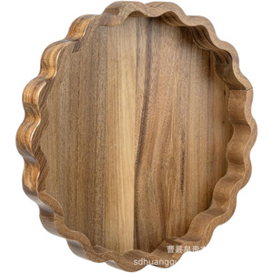 Wooden Corrugated <b>Tray</b> 12.2 In Diameter For Fruit <b>Snacks</b> Serving Home Decorative Dish - Product Image 2