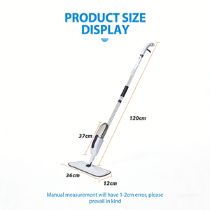 Mop Spray con Bottiglia Ricaricabile, Rotazione a 180°, Manico in Acciaio Inox da 120cm, Panno in Microfibra Rimovibile da 37cm, per Pulizia a Secco e Umido - Product Image 3