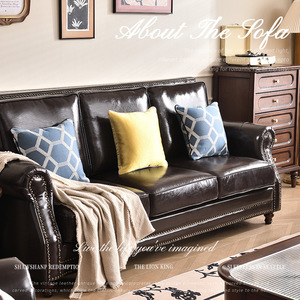 Sofá de Cuero Estilo Francés, Diseño Recto, Tapizado, Muebles para Sala de Estar - Product Image 4
