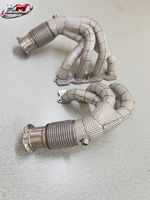 Collecteurs d'échappement en acier inoxydable SS304 KM OEM avec bouclier thermique pour Ferrari 458 4.5L V8 2011-2016, fixation directe par boulons
