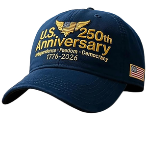 Gorra de Béisbol Patriótica de Poliéster con Diseño del Águila y Campana de la Libertad en Bordado 3D, Cierre de Hebilla Metálica, Edición del 250 Aniversario de EE. UU. - Product Image 1