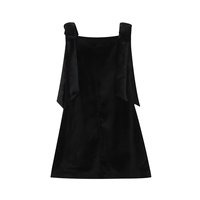 MYST & ZA vêtements pour femmes 2024 automne et hiver nouvelle mode rétro velours nœud décoration col droit robe courte 9057777