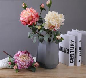 Décoration de mariage minimaliste moderne ultra réaliste Fleur de pivoine Bord brûlé Décoration de la maison Fleur artificielle Art - Product Image 4