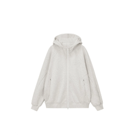 Sweat à capuche personnalisé avec logo OEM, coton et polyester, broderie 3D, deux poches latérales, fermeture éclair, style boxy, pour la vie quotidienne des hommes