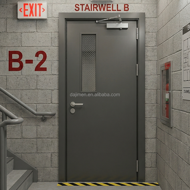 Durable Commercial Fire Doors Industrial Buildings Certified Fire Resistance Steel Security Entry Door Warehouses Offices Exits