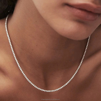 Prêt à Expédier 2mm à 5mm S925 Sterling Silver Femmes Hommes Hip Hop Diamant Collier GRA Moissanite Tennis Chaîne Bijoux