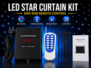Telón de Fondo LED RGB con Cortina de Estrellas, Luz Blanca Cálida y Azul, Tela Negra con Efecto de Luz de Estrellas para Cabina de Fotos, Escenario, DJ, Control Remoto DMX - Product Image 6