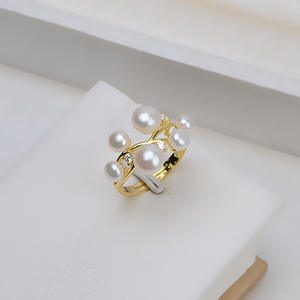 Anillo Abierto de Plata S925 con 6 Cuentas, Anillo Ajustable con Múltiples Cuentas Extraíbles, Soporte para Joyería de Perlas DIY 1449 - Product Image 1