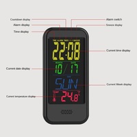 Jam Alarm Digital Lcd multifungsi, jam dinding untuk orang tua, jam temperatur kalender Lcd
