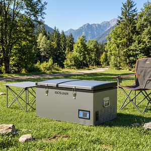 Nevera portátil GCSOAR de 60L con energía solar para acampar al aire libre con pantalla digital y mesa plegable - Product Image 2