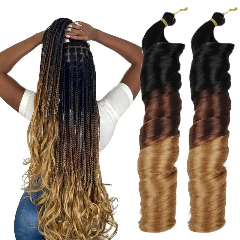 150g Crochet Braid Synthetic Hair Extensions Curly Braiding Hair Silky Loose Body Wave Pony Style Spiral Curl French Curls