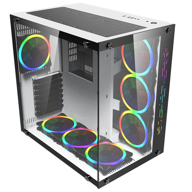 Factory Outlet OEM PC Computer Hardware and Accessories ATX PC Gaming Computer Case with Rgb Led Strips Fans and Controllers