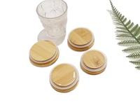 Couvercles en bambou naturel pour bocaux Mason, couvercles réutilisables en bambou avec joint en silicone hermétique pour verres à boire