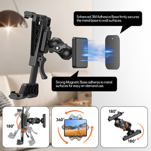 Ajustable à 360° °   <span class=keywords><strong>Support</strong></span> magnétique pour <span class=keywords><strong>tablette</strong></span>, <span class=keywords><strong>support</strong></span> pour <span class=keywords><strong>tablette</strong></span> de 7 à 10,9 pouces, aimant puissant pour la salle de sport, la cuisine, le bureau - Product Image 3