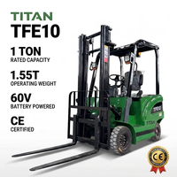 TITAN TFE10 Elektrikli Lityum-İyon Akülü Palet İstifleyici Forklift 1 Ton Pnömatik Lastik 3000mm Kaldırma Kapasitesi Arazi Tipi CE