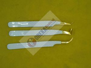 Juego de Pinzas para Extensión de Pestañas Clásicas, 3 Piezas de Acero Inoxidable, Puntas Puntiagudas, Color Blanco Dorado, Herramienta de Belleza de Alta Calidad, para Cejas, Obexa - Product Image 5