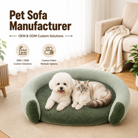 Ensemble de meubles de canapé-lit orthopédique pour chiens et chats avec coussin en mousse haute densité et traversin de soutien
