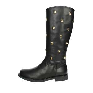 Florens Girls' Boots F6424 Black <b>Leather</b> Knee High With Gold Studs For Winter Wear - Product Image 1
