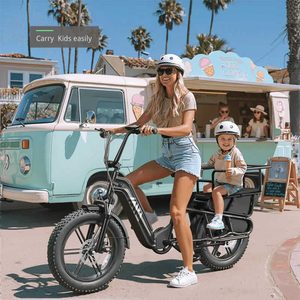Vélo de ville électrique hybride avec panier, pour 2 enfants, avec barres de sécurité et repose-pieds pour siège arrière, disponible en entrepôt UE - Product Image 4