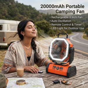 20000mAh Portable Outdoor Camping <b>Fans</b> <b>Remote</b> <b>Control</b> With LED Light Rechargeable Desk <b>Fan</b> - Product Image 5
