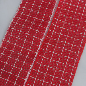 Pita Natal Motif Kotak-kotak dari Kain Goni untuk Hiasan Puncak Pohon Natal, Pembungkus Kotak Hadiah, Pita Dekoratif Buatan Tangan untuk DIY - Product Image 4
