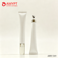 Tube vide pour crème contour des yeux avec applicateur de massage à bille métallique, emballage cosmétique personnalisé avec logo