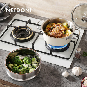 Meidomi Stainless Steel Steamer 20cm With Lid And Steamer Basket Double Handle Mini Steamer For Cooking - Product Image 2