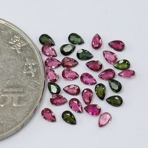 Turmalina Rosa Natural y Turmalina Verde en Forma de Pera de 3x2mm, Piedras Sueltas para Joyería con Tratamiento Térmico - Product Image 3