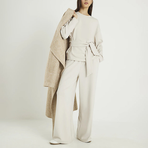 Ensemble haut à manches longues à nouer devant, moderne, dernier cri, sur mesure, de haute qualité, respirant, anti-boulochage, haut de gamme pour femmes - Product Image 2